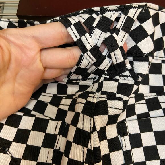 Tripp NYC Daang Goodman Size 1/25 Checkerboard Black & White T Back Skinny Pants - Picture 10 of 11